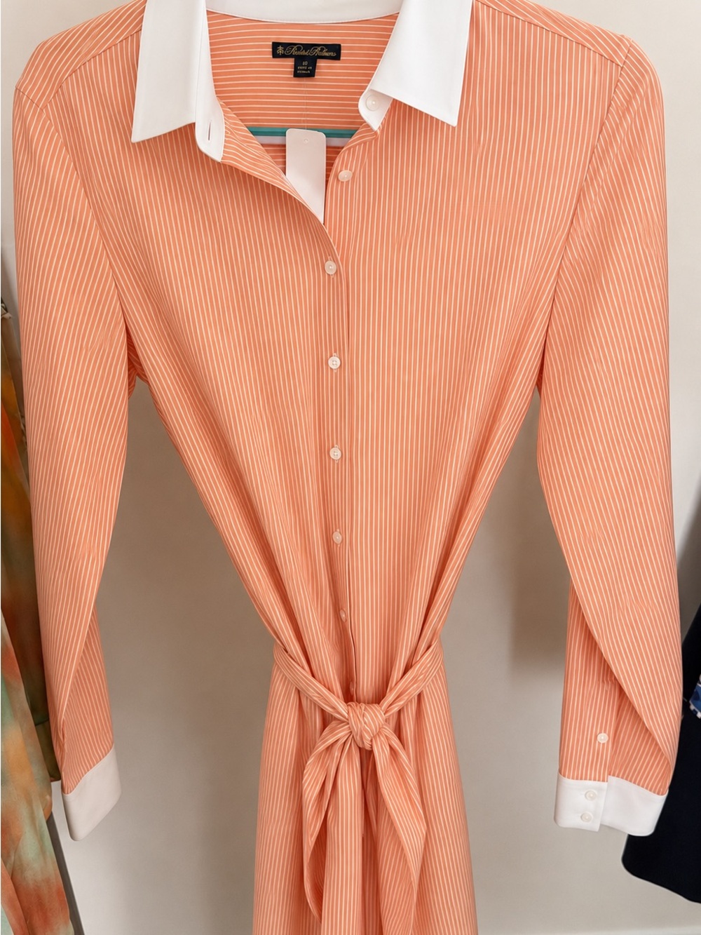 Brooks Brothers Orange and White Striped Shirt Dress